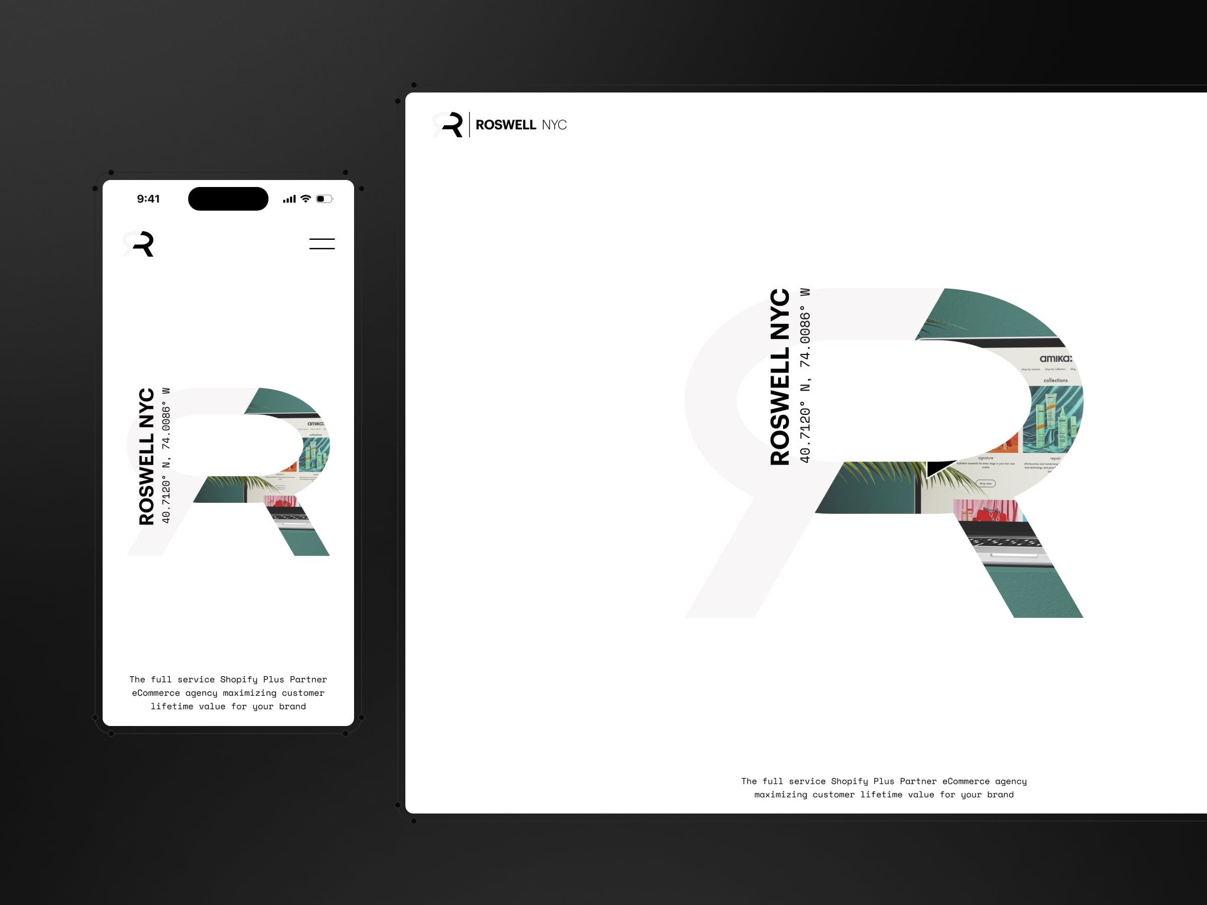 Roswell website design mockup.